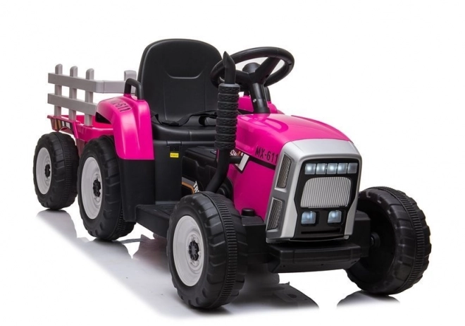 Traktor auf Akku mit Anhänger Rosa