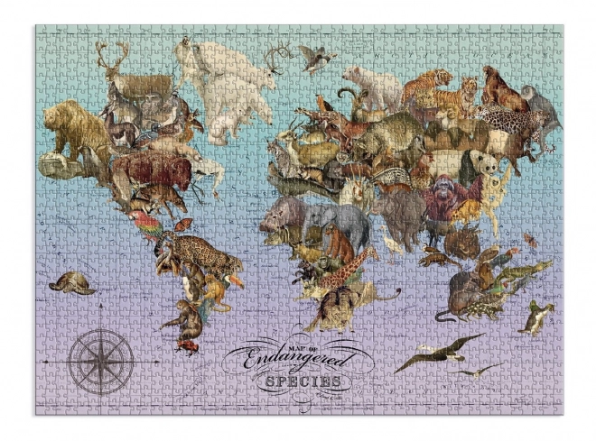 Puzzle Karte der bedrohten Arten 1500 Teile