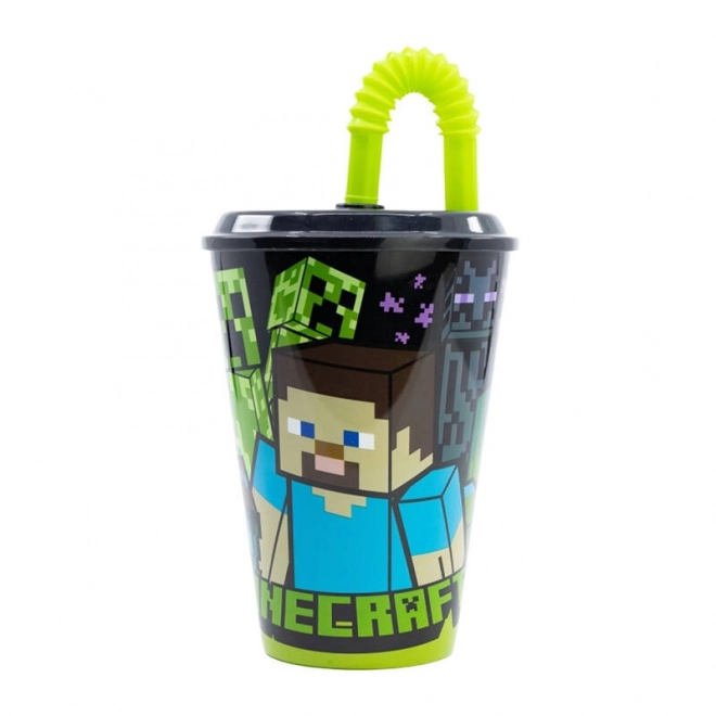 Kinder Trinkbecher mit Strohhalm Minecraft Schwarz