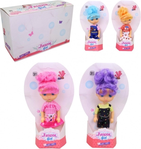 Puppe für Mädchen 16 cm, 4 Farben, 12 Stück