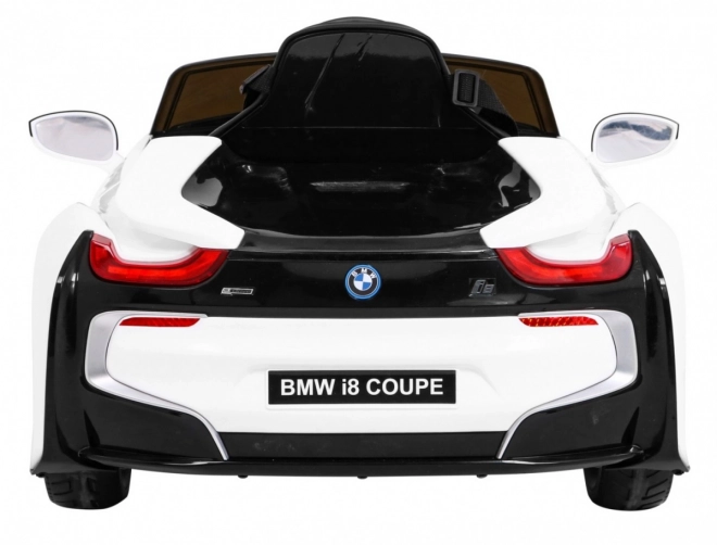 BMW I8 Lift Batterieauto Weiß + Fernbedienung + langsamer Start + 3-Punkt-Gurte + MP3 USB + LED-Diode