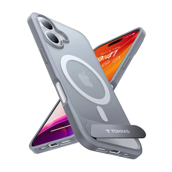 Torras Pstand Hülle für iPhone 16 Plus (Titanium Grau)