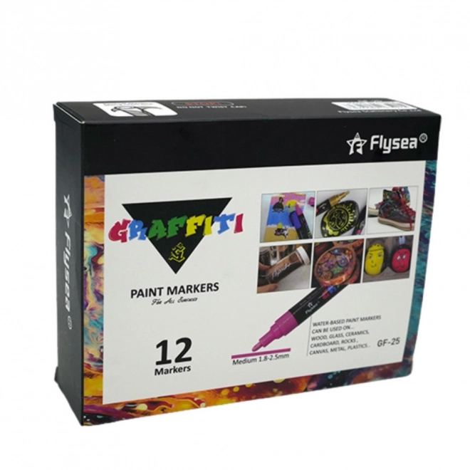 Set aus 12 Acrylmarkern in intensiven Farben