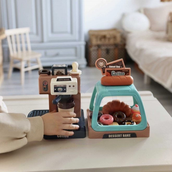 Woopie Spielzeug-Kaffeebar mit Kaffeemaschine und Kuchenvitrine