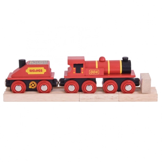 Bigjigs Rail Rote Lokomotive mit Tender und 3 Gleisen