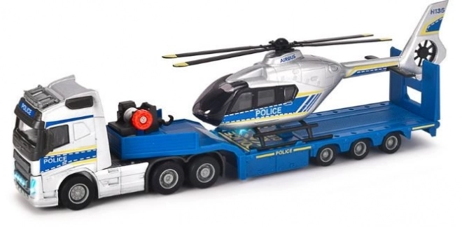 Majorette: Große Volvo-LKW und Hubschrauber, 35 cm