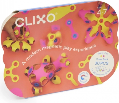 Clixo Magnetische Baukasten Crew Pink & Yellow 30 Stück
