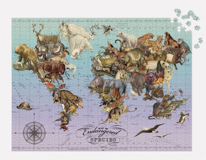 Puzzle Karte der bedrohten Arten 1500 Teile