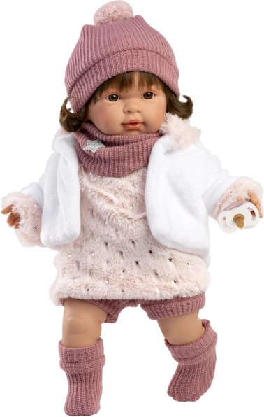 Realistische Puppe Carla mit Geräuschen und weichem Stoffkörper 42 cm