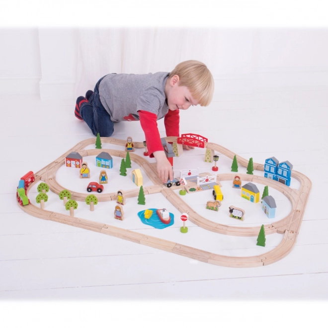 Bigjigs Rail Stadt- und Land-Holzeisenbahn 91 Teile