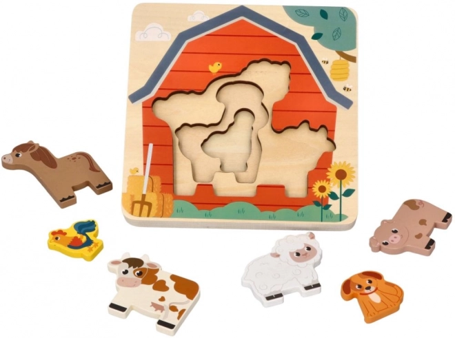 Schichtenpuzzle Tierbabys auf dem Bauernhof
