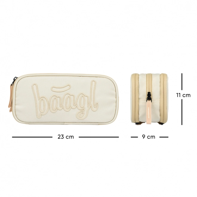 Baagl Set aus Rucksack, Federmäppchen und Turnbeutel in Beige