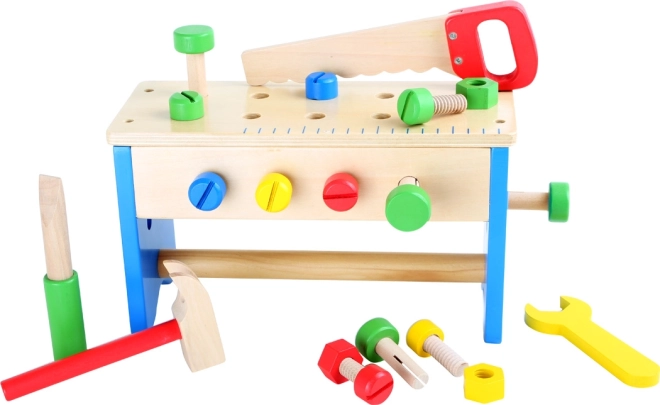 Holz-Werkbank und Werkzeugkoffer 2in1 small foot
