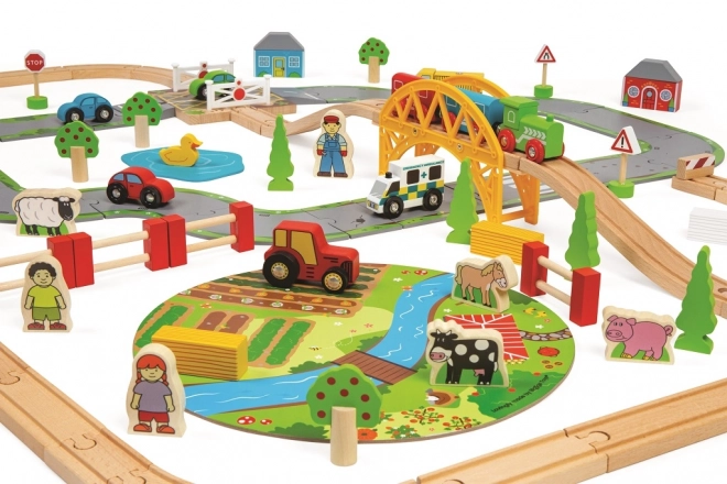 Bigjigs Rail Holz-Eisenbahn mit Landschaft 80-teilig