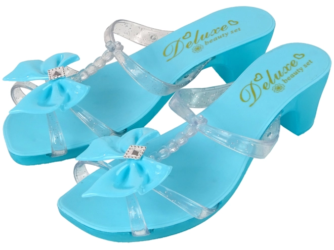 Blaue Sandalen mit Schleife