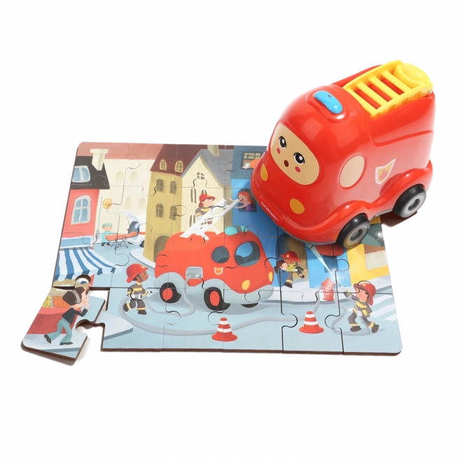 Top Bright Holzpuzzle mit Feuerwehrwagen Spielzeug