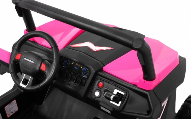 Kinderwagen SuperStar rosa + Antrieb 4x4 + Fernbedienung + Kofferraum + MP3 LED + Türschloss