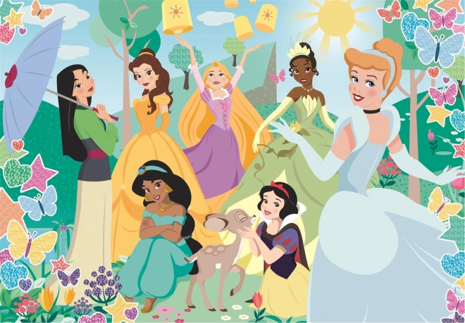 Glitzernde Puzzle Disney Prinzessinnen im Garten