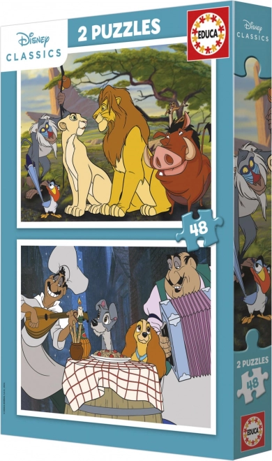 Educa Puzzle Disney Tiere 2x48 Teile