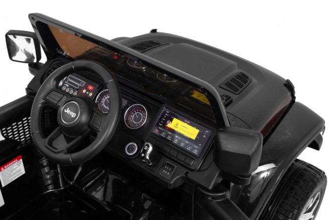 Jeep Wrangler Rubicon Batterie für Kinder schwarz + Fernbedienung + MP3 LED Radio + EVA Räder