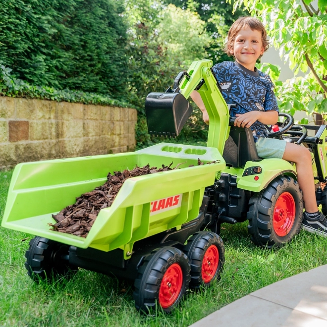 Pedaltraktor Claas Atiom 430 grün mit Vorder- und Rückschaufel