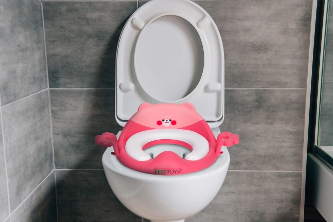 Toilettensitz für Kinder mit Griffen und weichem Kissen in Rosa von Ecotoys