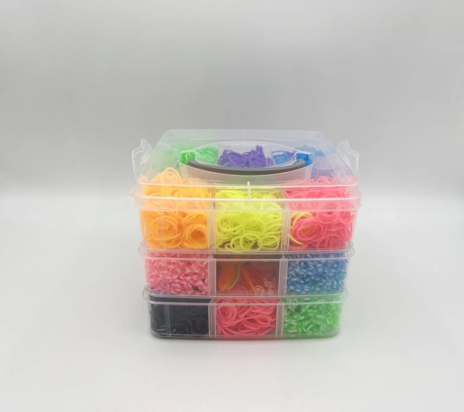 Set aus Gummibändern für die Herstellung von Loom-Band-Armbändern, 3000 Stück im Boxkoffer