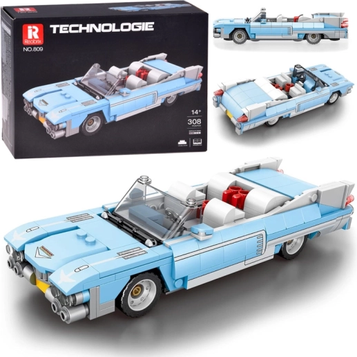 Technik-Bausatz blauer Cabrio im amerikanischen Retro-Stil, 308 Teile