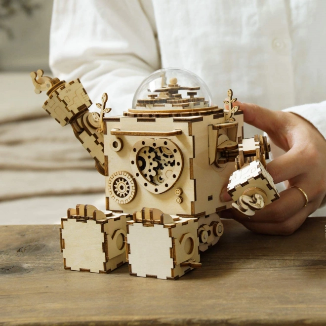 Rokr 3D Holzpuzzle Spieluhr Roboter Orpheus mit Beleuchtung