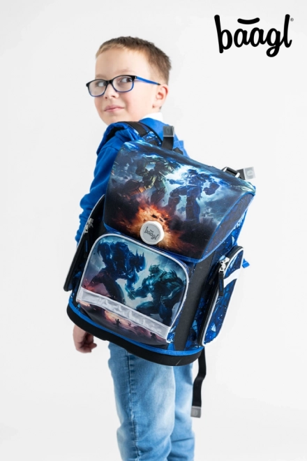 Baagl Schulrucksack Set Ergo Roboter