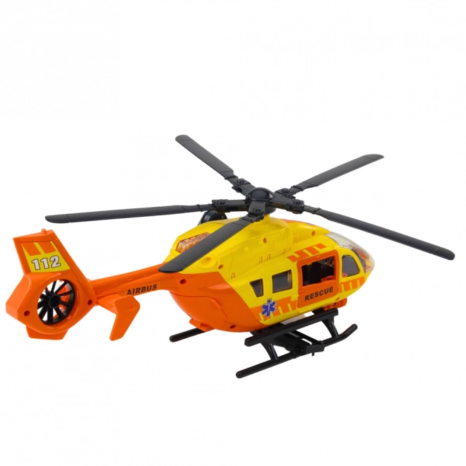 Rettungshubschrauber mit Haken und Trage, Licht & Sound, orange 1:12