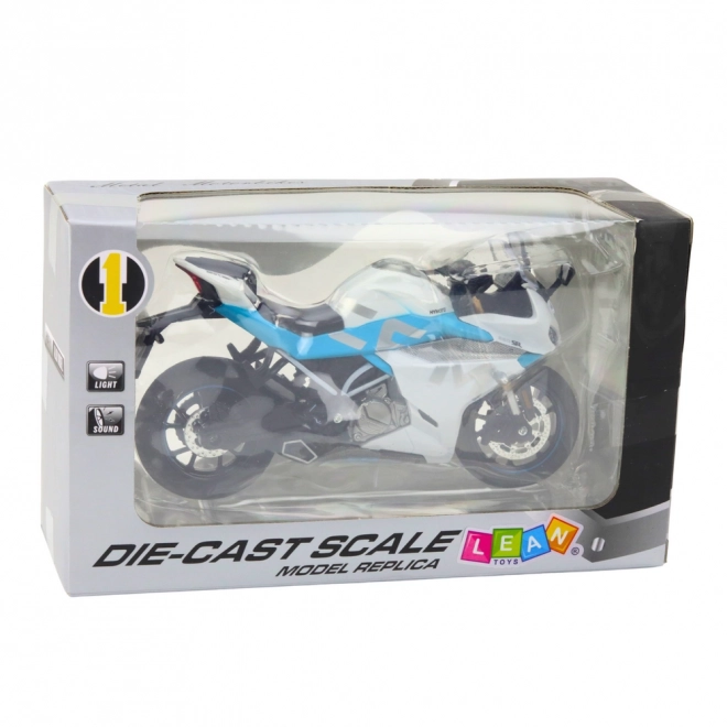 Sportliches Metallmotorrad mit Lichtern und Geräuschen 1:12
