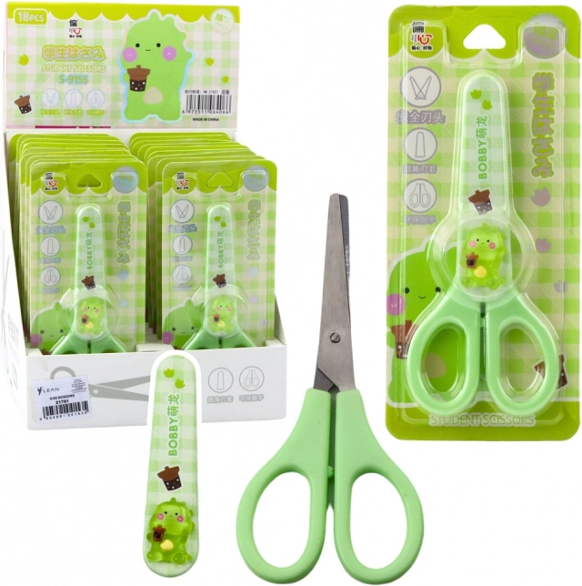 Grüne Kinderschere mit Schutzkappe 14 cm