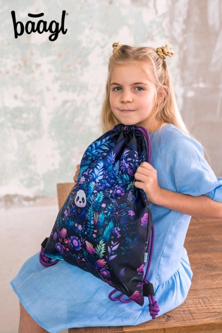 Baagl 3-Set Ergo Jungle Panda: Schultasche, Federmäppchen, Beutel