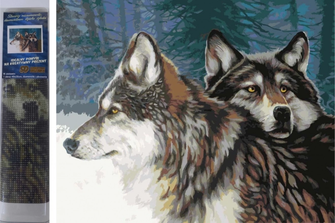 Diamantmalerei Wölfe im Winter 30x40cm