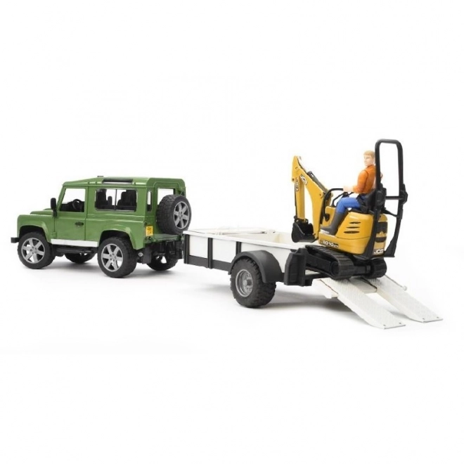 Bruder Land Rover mit Anhänger und JCB Minibagger