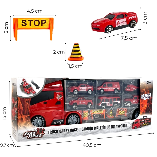 Woopie Feuerwehrauto Transporter 3-in-1 Set Rot