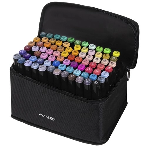 Doppelseitige Alkoholmarker 80er Set mit Tasche und Organizer