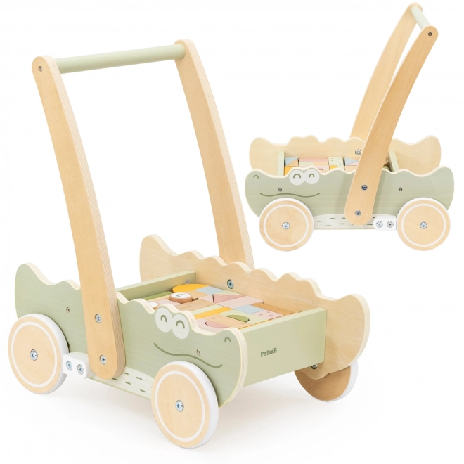Holzwagen für Bauklötze Viga Krokodil