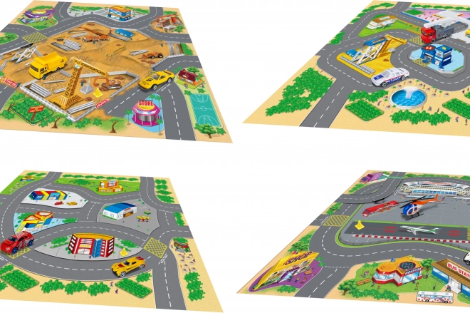 Spielmatte mit 2 Fahrzeugen aus Metall