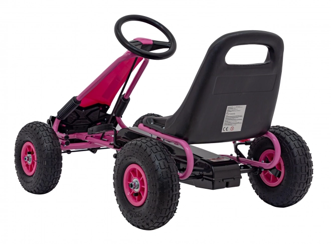 Kinder-Tret-Go-Kart Pink mit Luftreifen und Handbremse