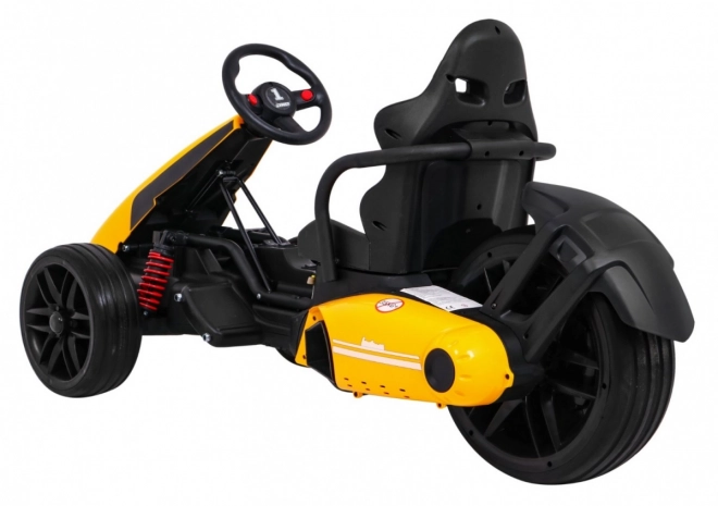 Kinder Gokart mit Akku Bolid XR-1 Gelb + verstellbarer Lenker + geformter Sitz