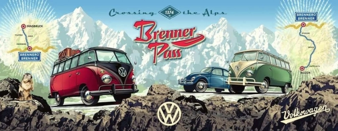 Panoramapuzzle Über die Alpen mit VW - 1000 Teile