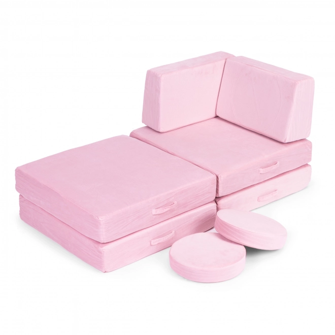 Großes faltbares Modularsofa für Kinder DIY, 8 weiche Kissen - pink ECOTOYS