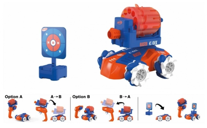 Nerf Blaster Auto mit Blaster und Zielscheibe