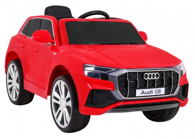 Audi Q8 Hebezeug für Kinder Batterie Rot + Fernbedienung + EVA + Langsamer Start + MP3 USB + LED-Diode