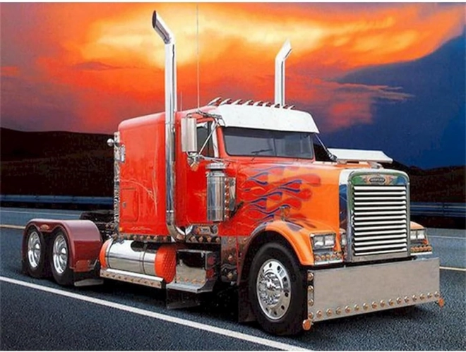Diamantmalerei roter LKW mit Flammen