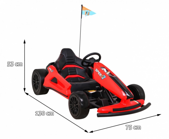 Speed 7 Drift King batteriebetriebenes Gokart für Kinder Rot + Drift-Funktion + Sportsitz + 2 Geschwindigkeiten + EVA
