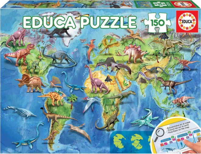 Educa Puzzle Weltkarte mit Dinosauriern 150 Teile