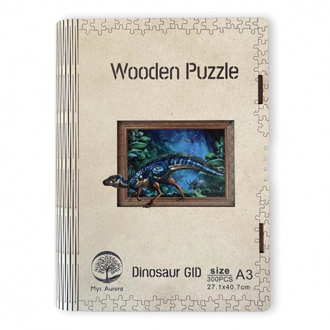 Leuchtendes Dinosaurier Holzpuzzle A3